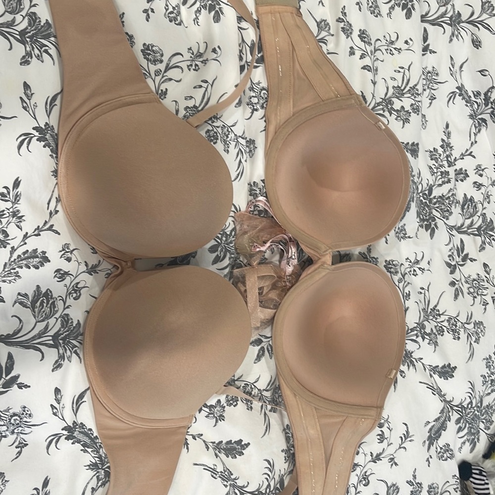2 nude strapless bras 36C